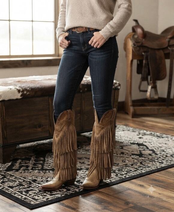 Rockem Shoes - New Rockem talk snip toe fringe leather cowboy western boots sz 6.5